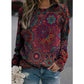 Printed Round Neck Long Sleeve Sweatshirt