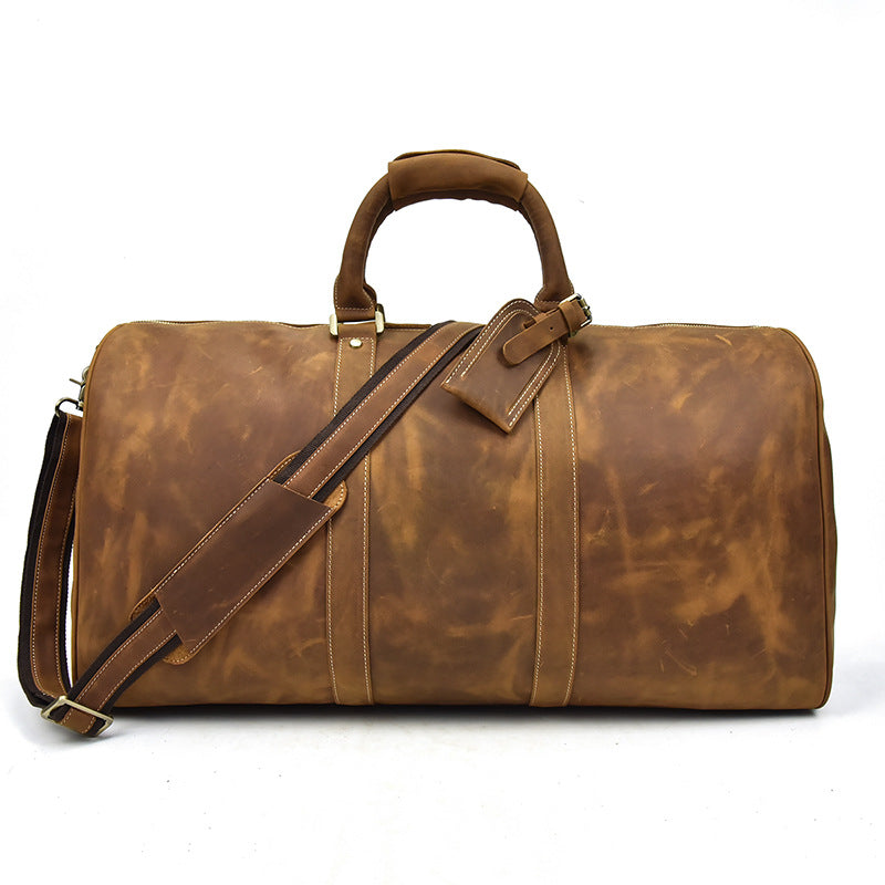 Top Layer Cowhide One-Shoulder Duffel Bag