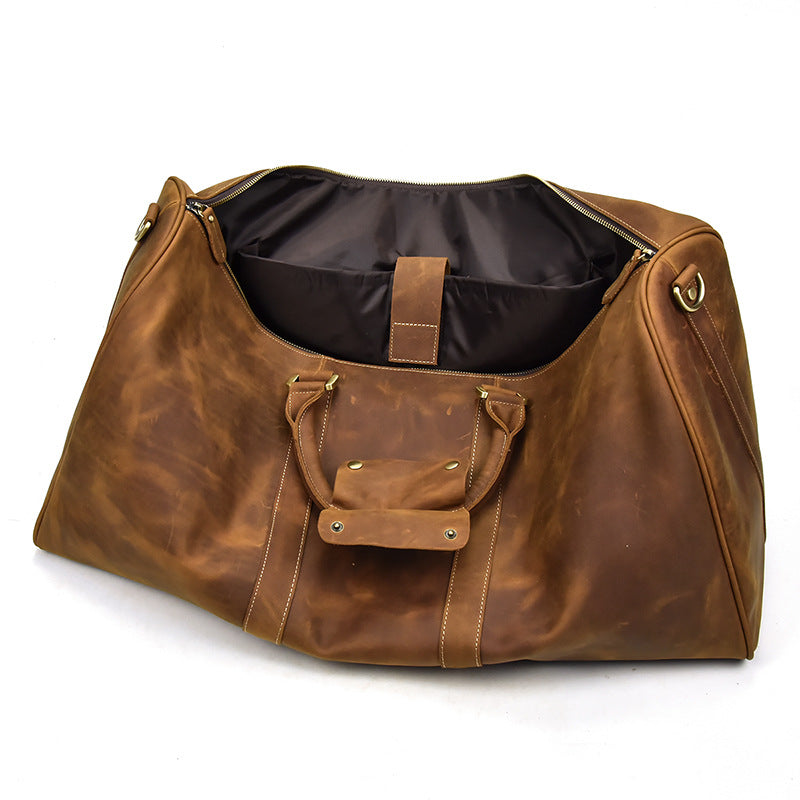 Top Layer Cowhide One-Shoulder Duffel Bag