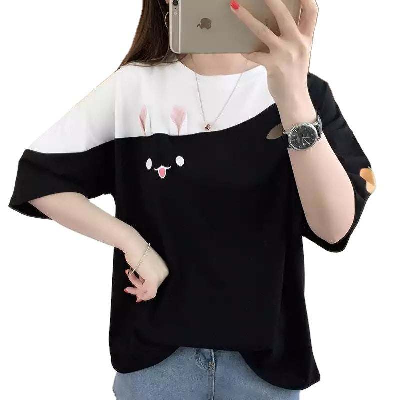Cute Rabbit Embroidered T-Shirt