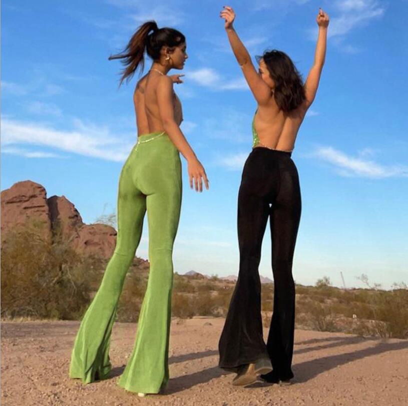 Vintage High Waist Rise Flare Pants