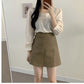 Square Neck Bubble Sleeve Shirt Skirt