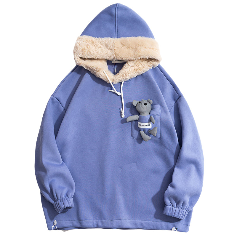 Three-Dimensional Bear Plush Hooded Sweater