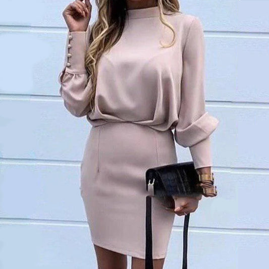 Autumn Solid Color Halter Dress