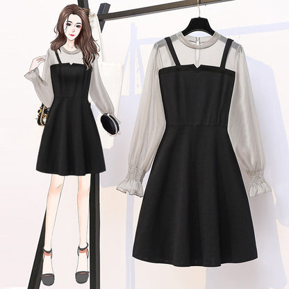 Western Style Mesh Stitching Dress