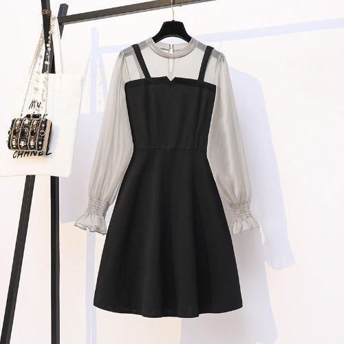 Western Style Mesh Stitching Dress