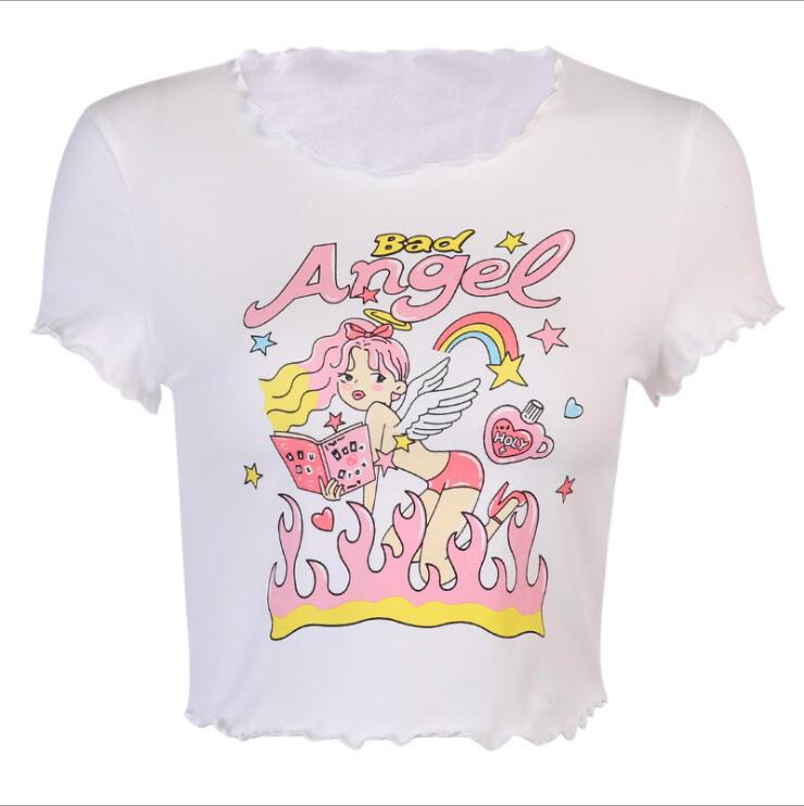 Angel Print Navel T-shirt