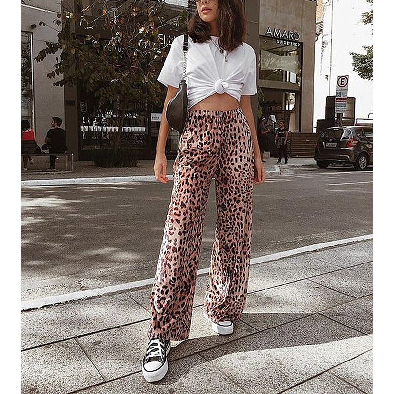 Wide-leg Leopard Print pants