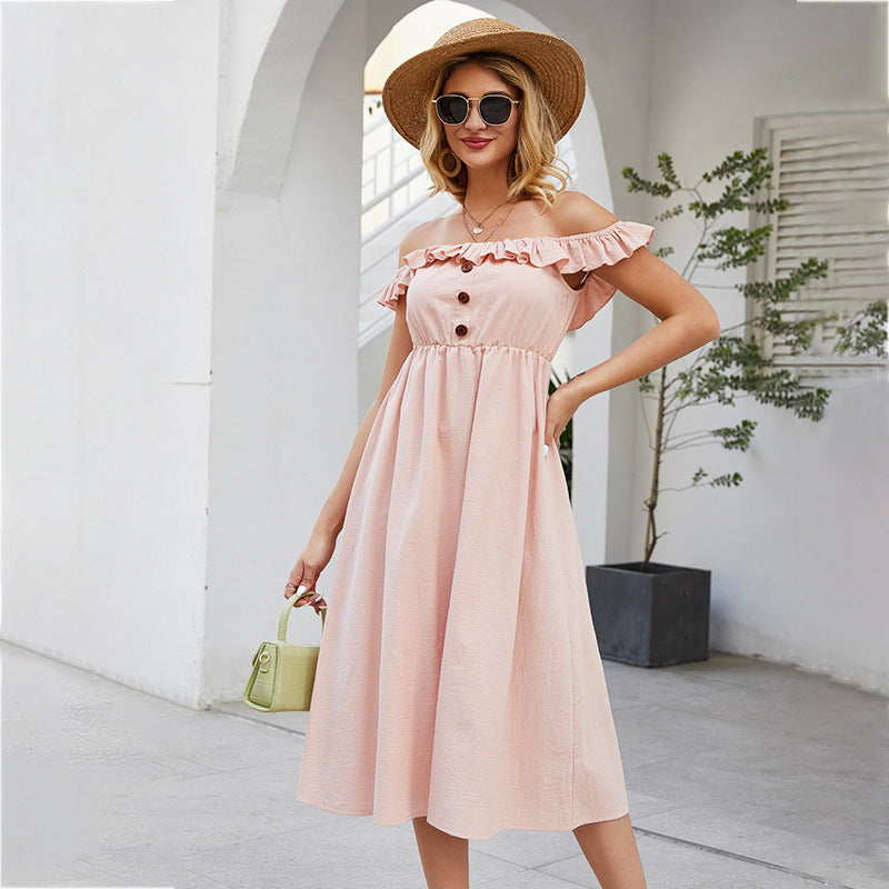 Stitching Ruffled Color Dress