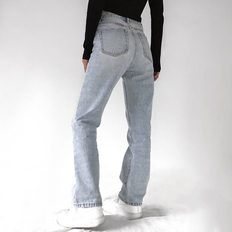 Thin Straight Denim Trousers