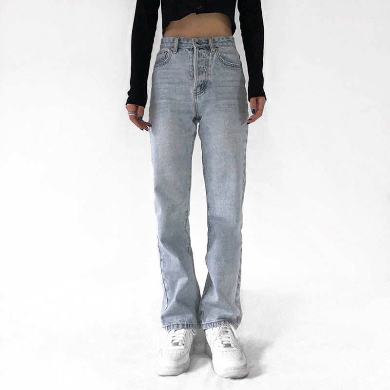 Thin Straight Denim Trousers