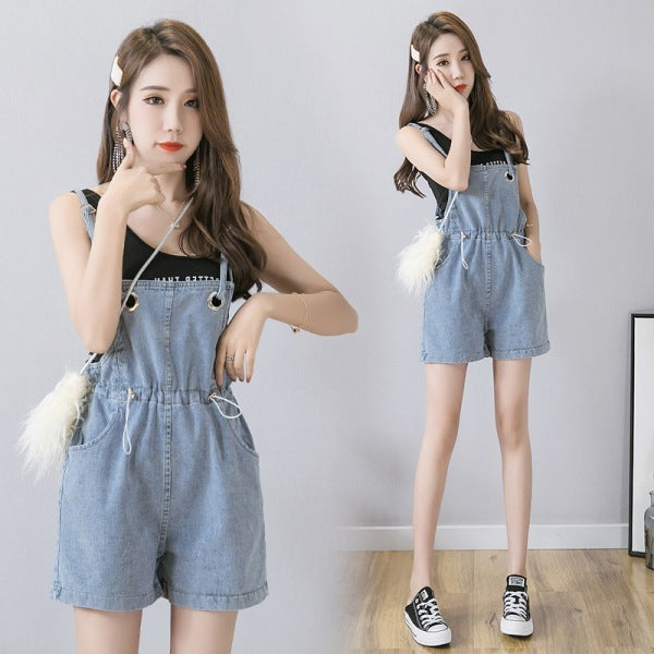 High Waist Wide Leg Suspenders shorts