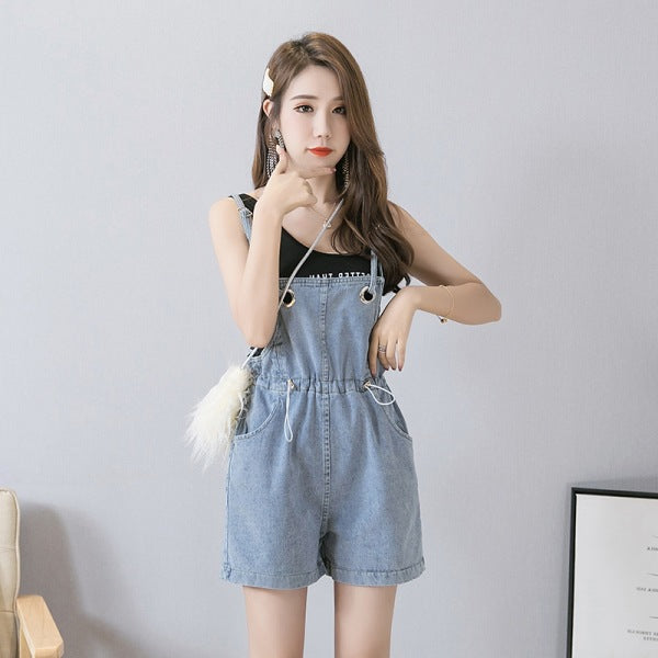 High Waist Wide Leg Suspenders shorts