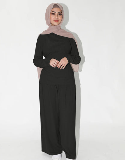 Tie-up Blouse Wide Leg Pants Two-piece Suit