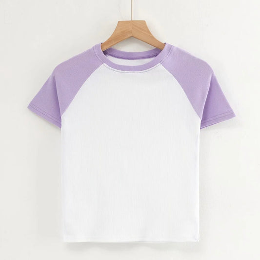 Contrast Stitching Short-sleeved T-shirt