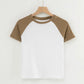 Contrast Stitching Short-sleeved T-shirt