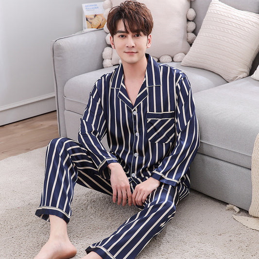 Imitation Silk Couple Pajamas