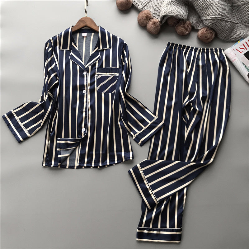 Imitation Silk Couple Pajamas