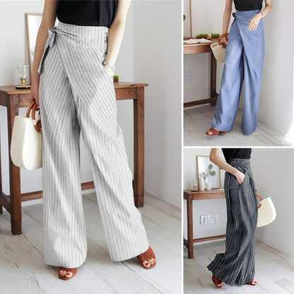 New Striped Lace-up Trousers