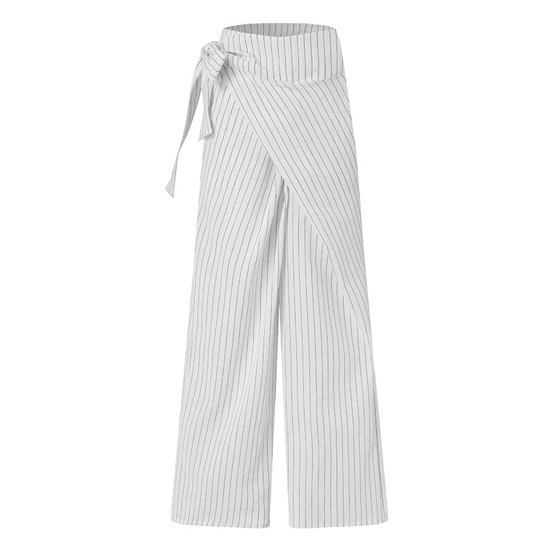 New Striped Lace-up Trousers