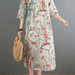 Mid-Length Printed Linen Dress