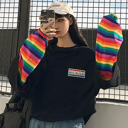 Rainbow Striped Harajuku Hoodie