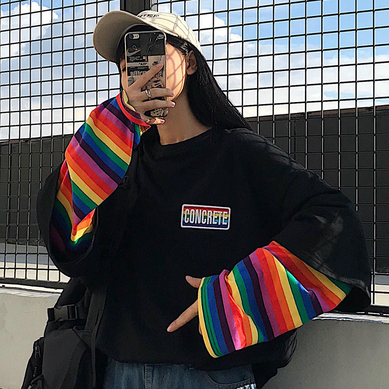 Rainbow Striped Harajuku Hoodie