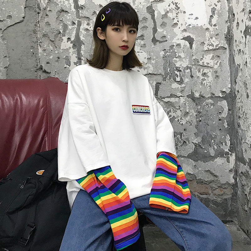 Rainbow Striped Harajuku Hoodie