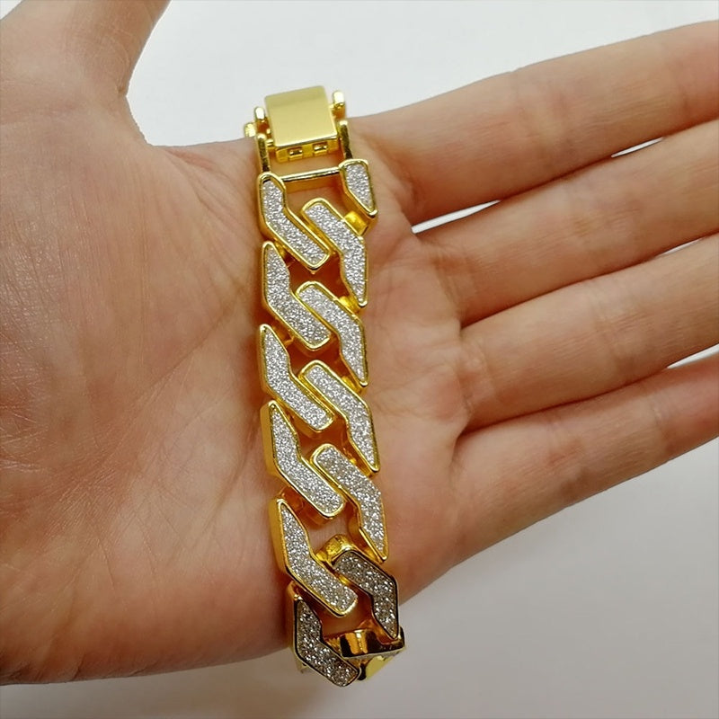 Rhinestone Cuban Bracelet For Mens