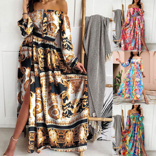 Printing Three-color Loose Dress