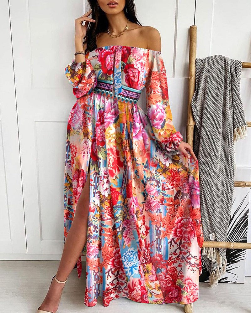 Printing Three-color Loose Dress