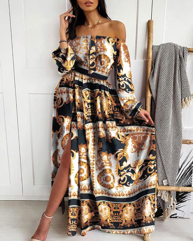 Printing Three-color Loose Dress