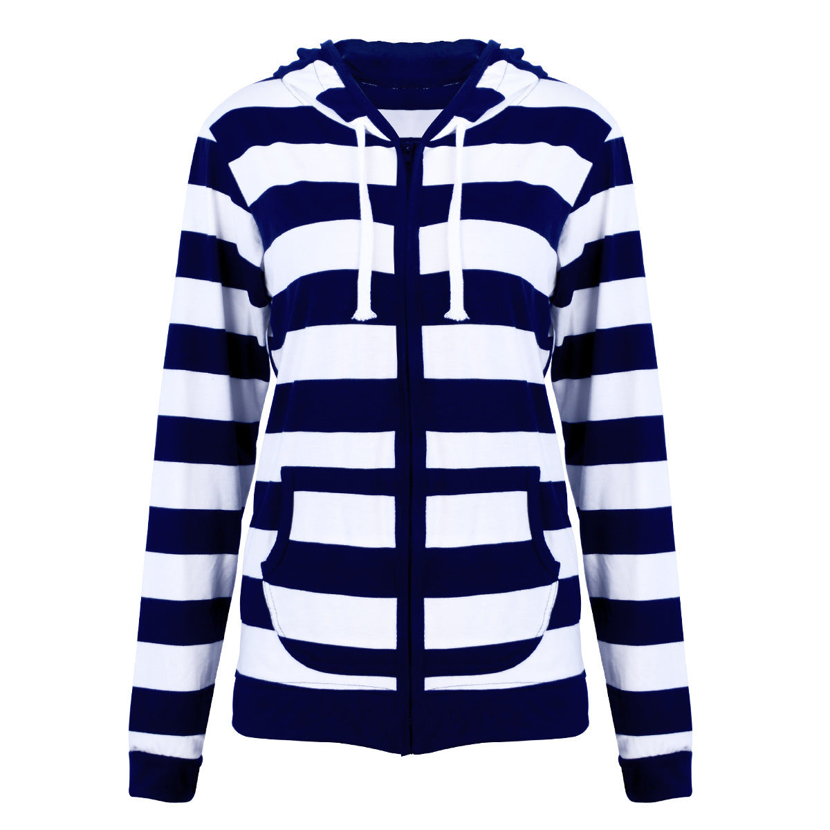 European And American Striped Hooded Sweater Jacket