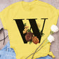 26 Letter Printing Simple Short Sleeve T-shirt