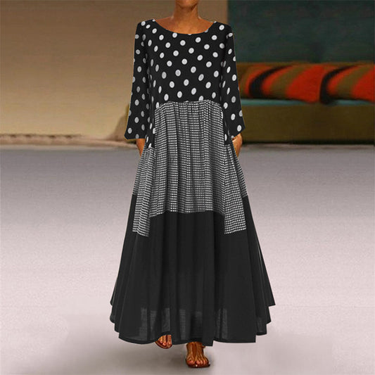 Polka Dot Long Sleeve Loose Dress