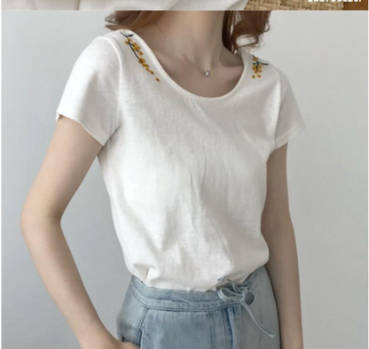 Round Neck Halter Short Sleeves T-shirt