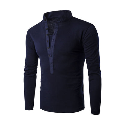 Button Placket Slim Long-Sleeved T-shirt