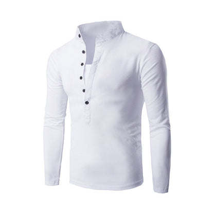 Button Placket Slim Long-Sleeved T-shirt