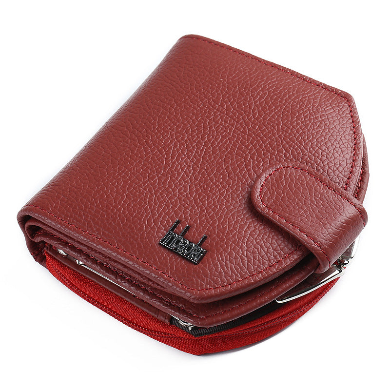 Zipper Tri-Fold Leather Buckle Wallet