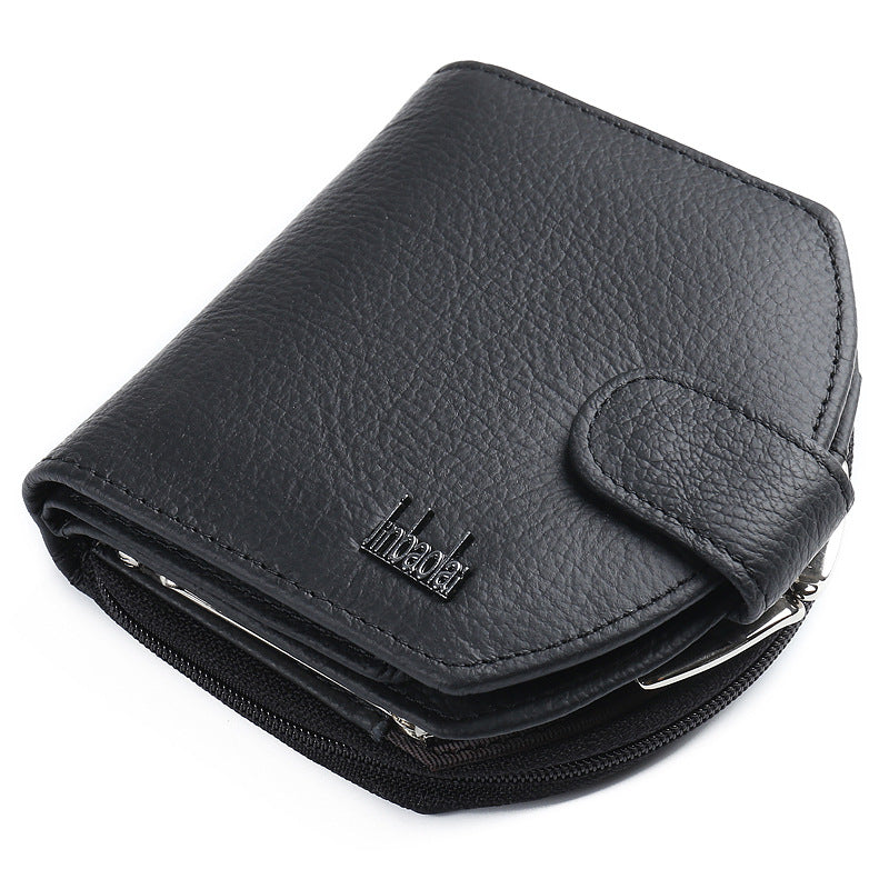 Zipper Tri-Fold Leather Buckle Wallet