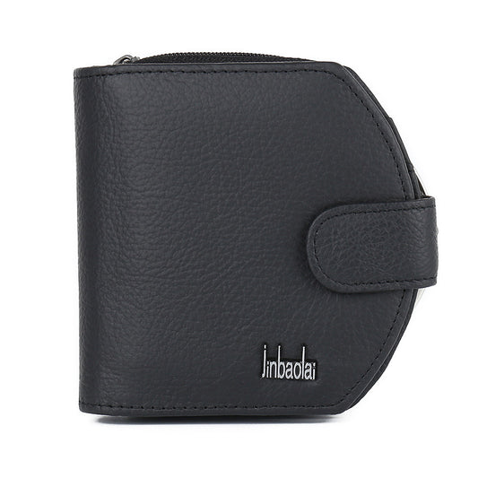 Zipper Tri-Fold Leather Buckle Wallet