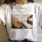 面白い油絵プリント星空原宿スタイルトレンディTシャツ