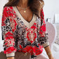 Casual V Neck Printed Top T Shirt