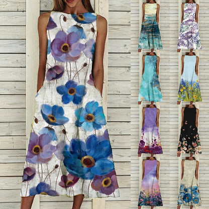 Flower Print Sleeveless Dress