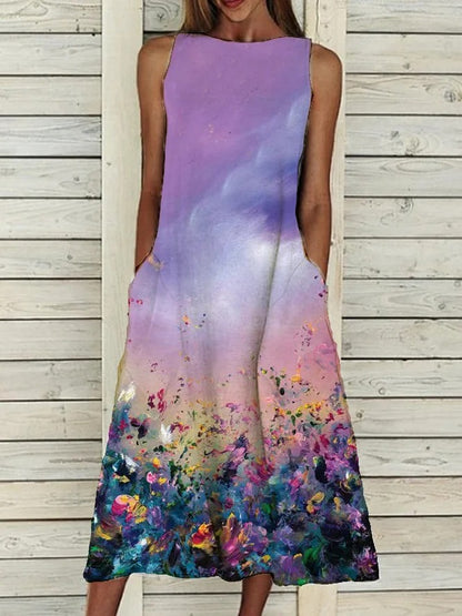 Flower Print Sleeveless Dress