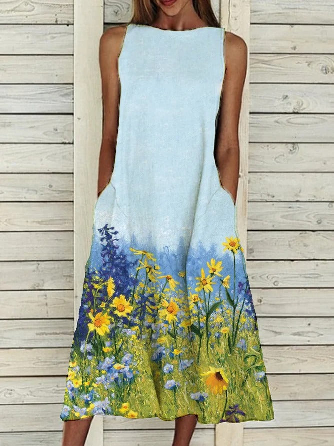 Flower Print Sleeveless Dress