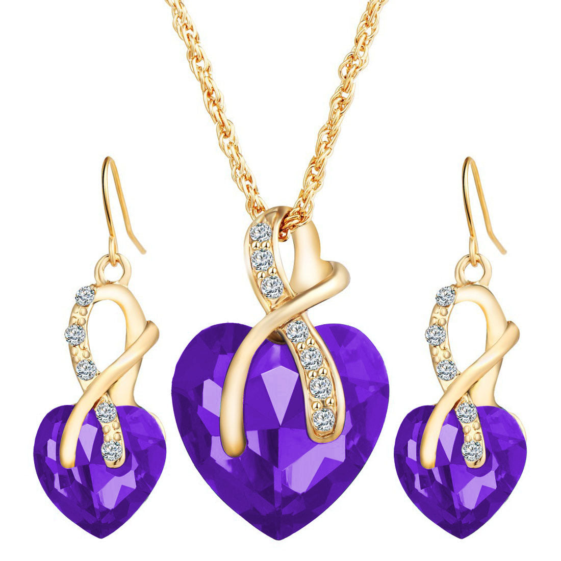 Heart-shaped earrings necklace set