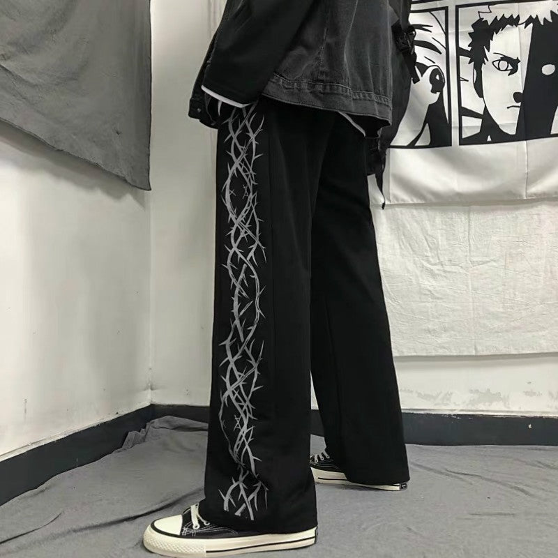 Straight slacks wide leg pants