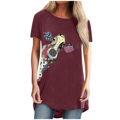 Cartoon print round neck T-shirt