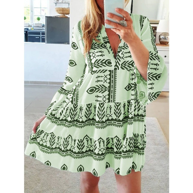 Printed V-neck dress